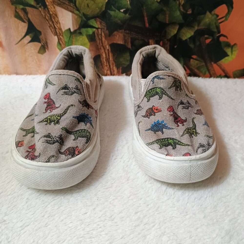 Kids US Sports Toddler Sz 9 Gray With Dinosaur Slip-On Sneakers